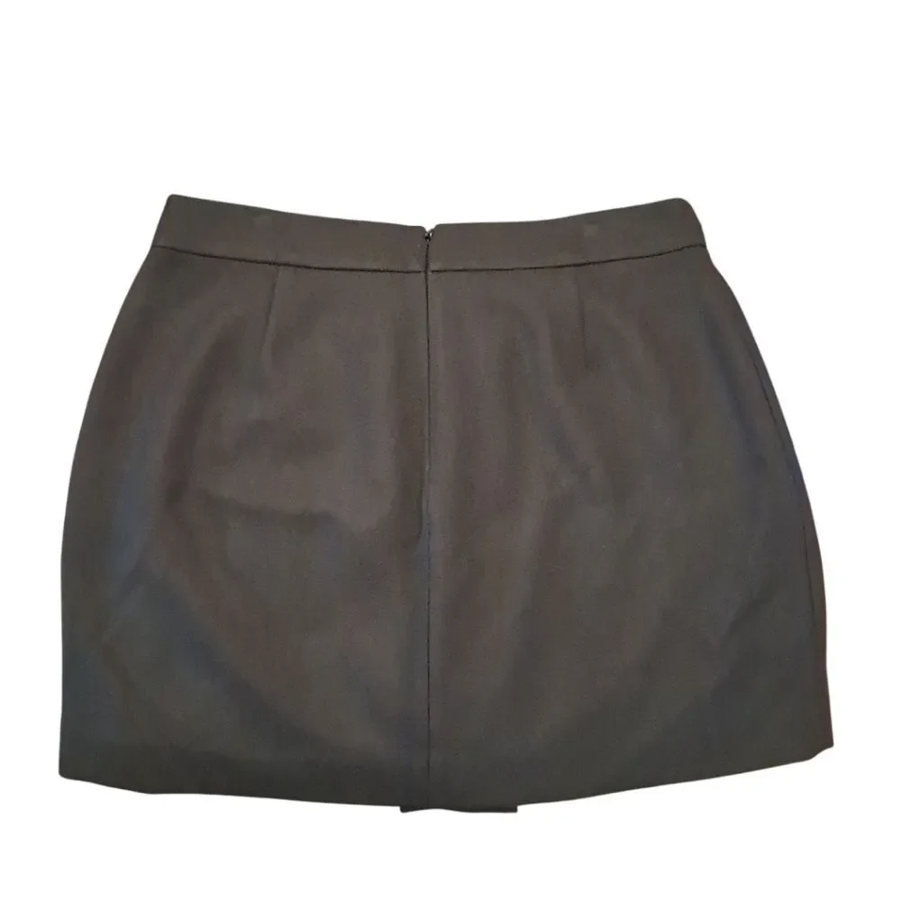 J. Crew Pleated Double-Serge Wool Mini Skirt, Size 16, Brown, Fully Lined, NWT